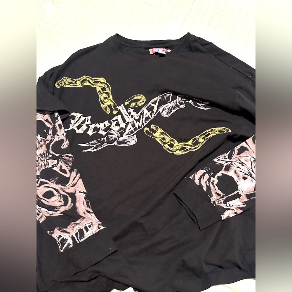 Oversized long sleeve shirt combo with skulls , “BREAK AWAY “